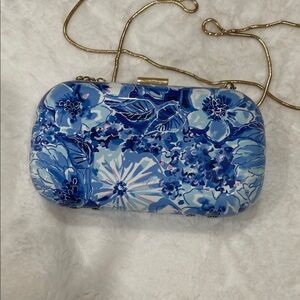 Floral Blue Clutch Bag